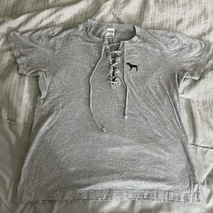 Pink Victoria’s Secret Lace up Shirt size M